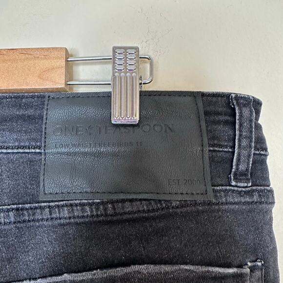 One Teaspoon Freebirds Low Waist Stretch Skinny Denim Jeans Black Plus Size 16 - Picture 6 of 9
